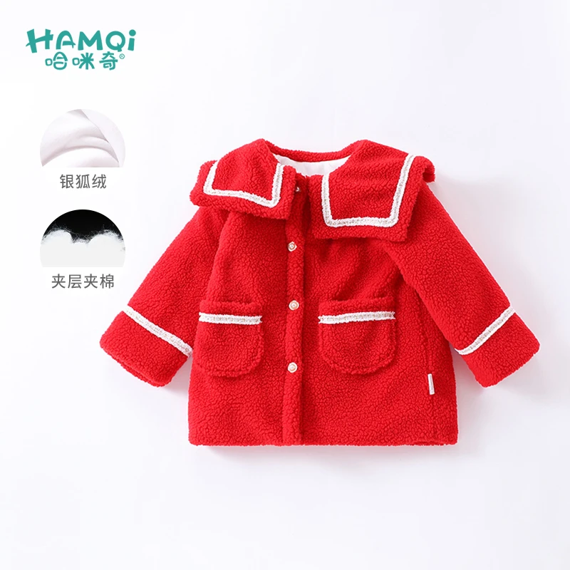 童装女童外套加绒秋冬季新年儿童拜年服开衫宝宝上衣冬