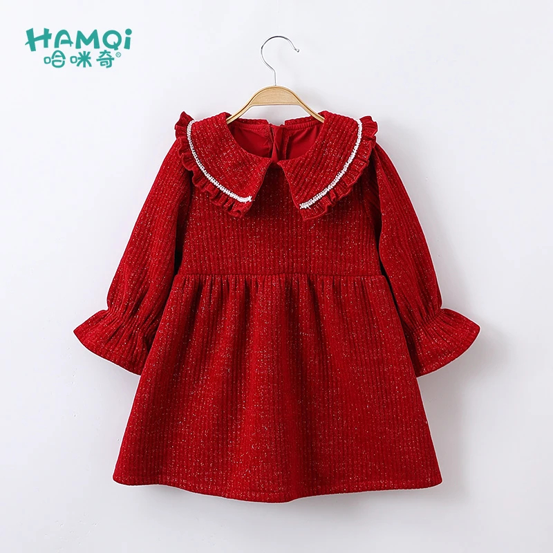 女童连衣裙秋冬装小儿童新年拜年服宝宝洋气公主裙婴儿灯芯绒裙子