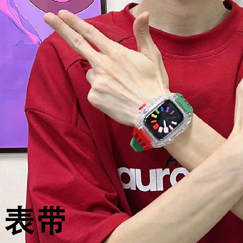 全新未使用 超透感 AppleWatch8 改装理查德透明壳 表带【李仔】