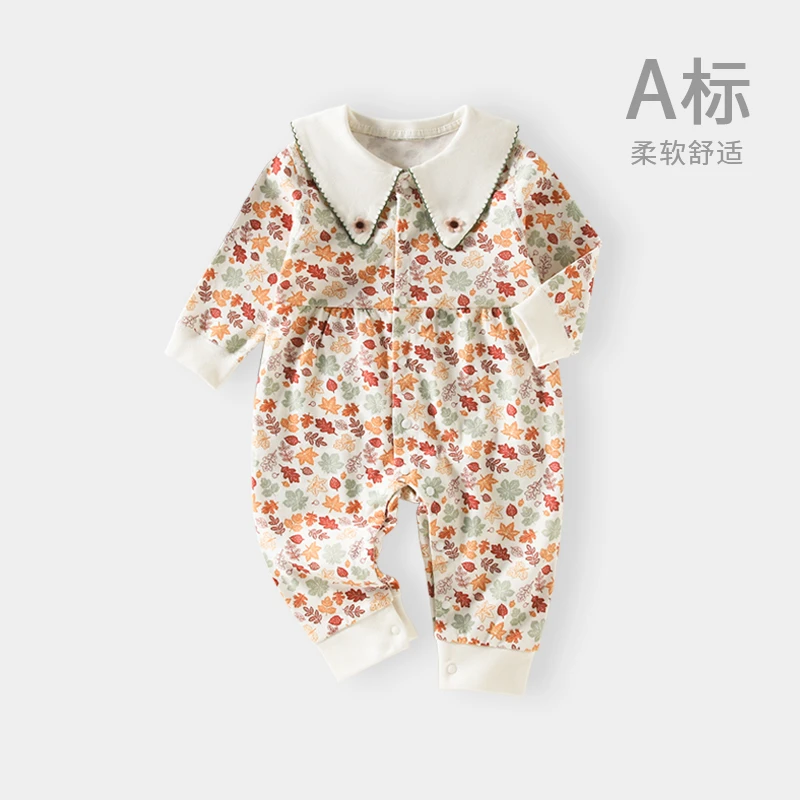 婴儿衣服连体衣纯棉春秋宝宝爬服新生哈衣内衣男无骨长袖超萌爬服