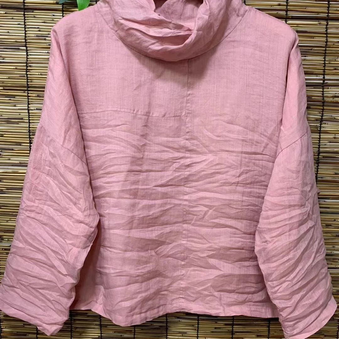 1788苎麻双层麻花领套头上衣