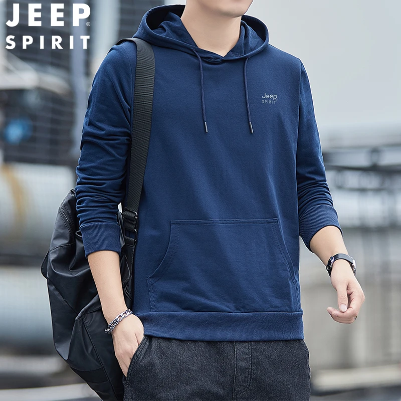 JEEP吉普连帽卫衣男士中青年户外休闲运动长袖宽松大码男装上衣