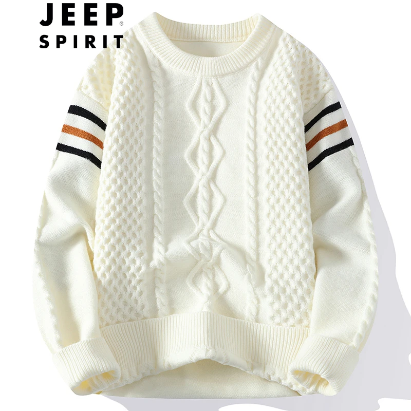 JEEP吉普秋冬季保暖毛衣男士针织衫潮牌毛衣休闲宽松大码男装上衣