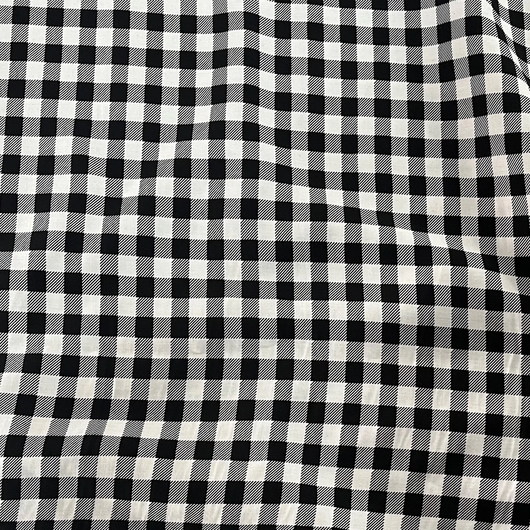 【云锦1店】24912-3号 黑白小格 棉绸服装布料面料