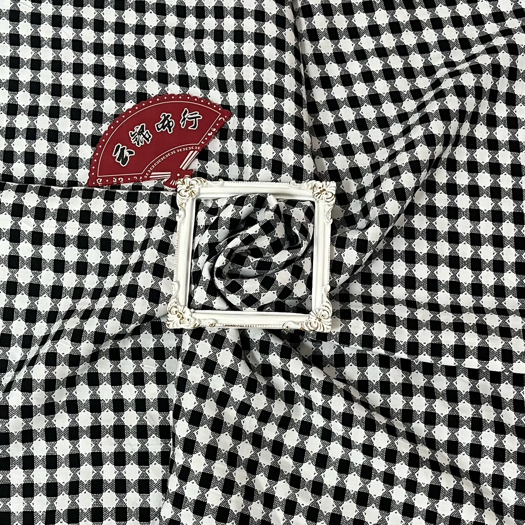 【云锦1店】24709-2号 黑白方格 棉绸服装面料布料