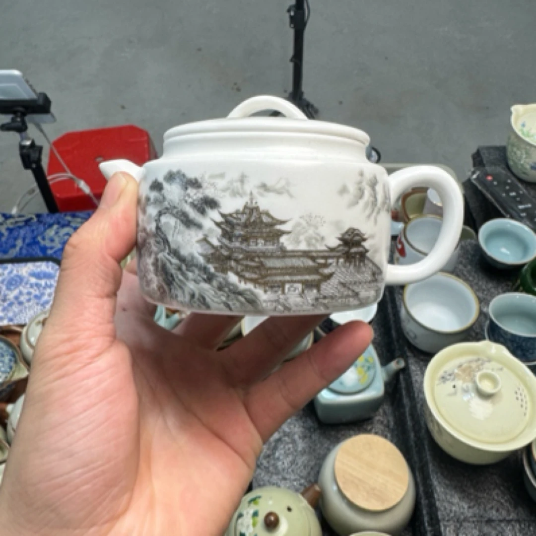 亭台楼阁定窑泡茶壶