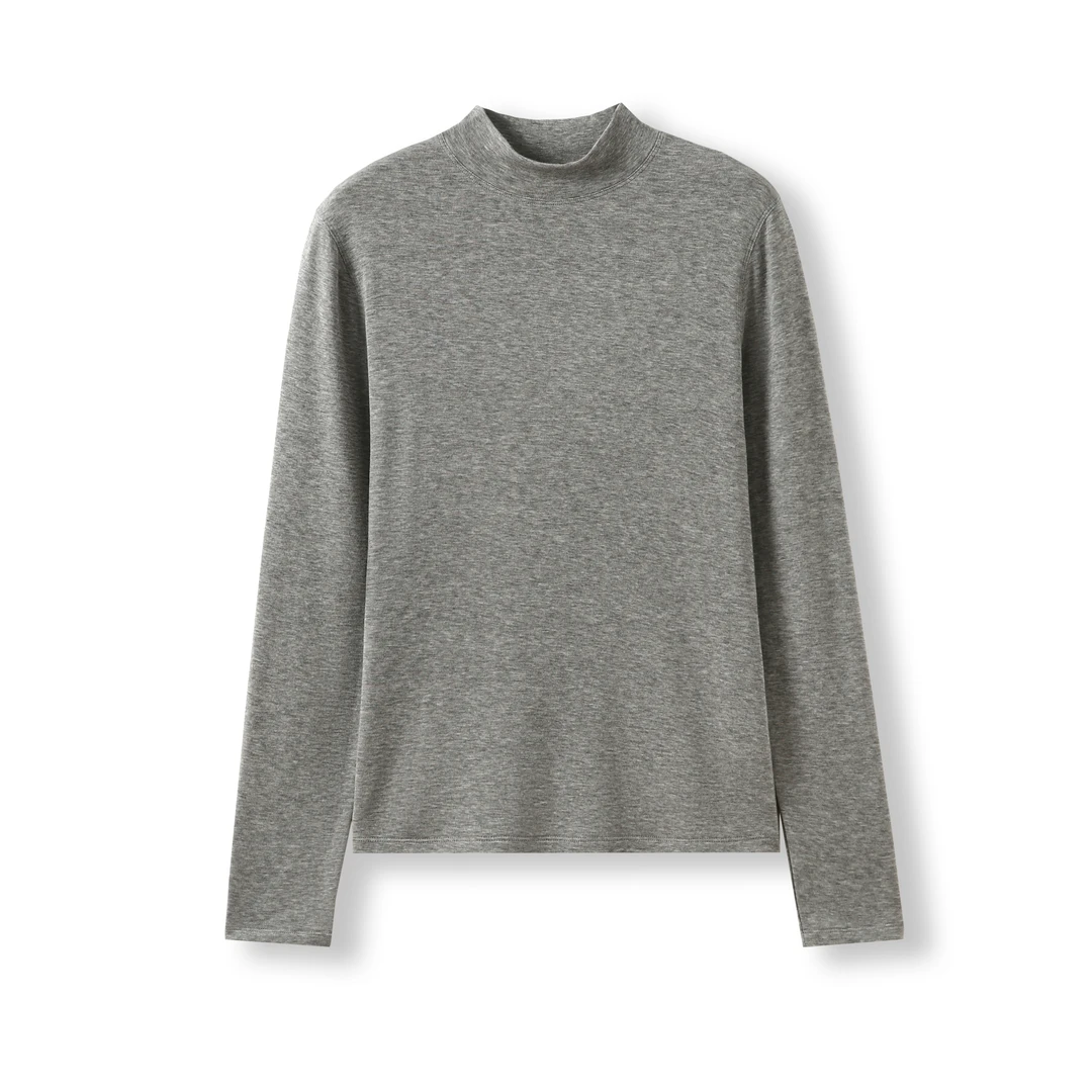 【慧丽心选】24高端时尚百搭显瘦羊毛天丝加绒半高领打底衫A01