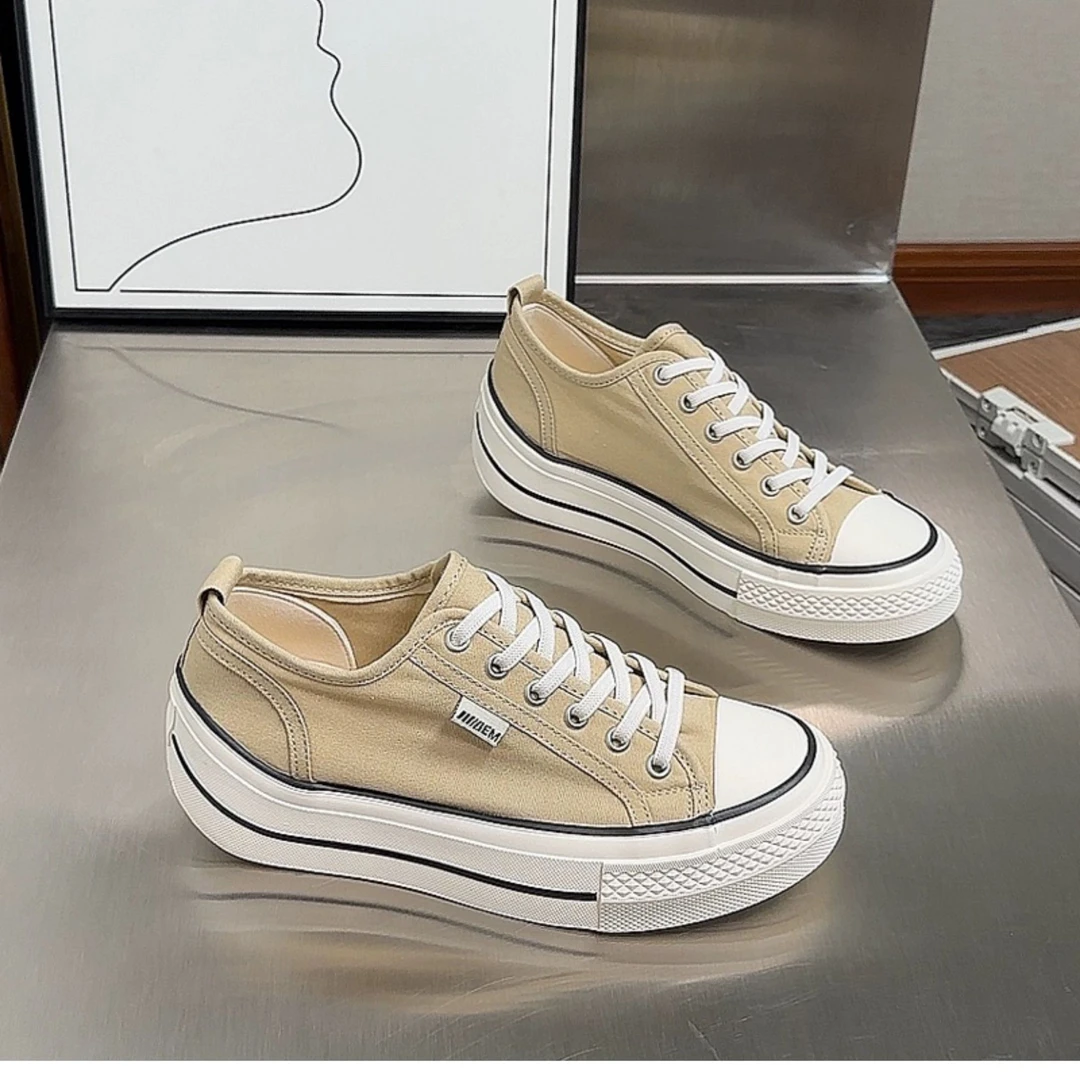 新款韩版经典时尚运动休闲百搭厚底低帮舒适防滑薄款帆布鞋3351