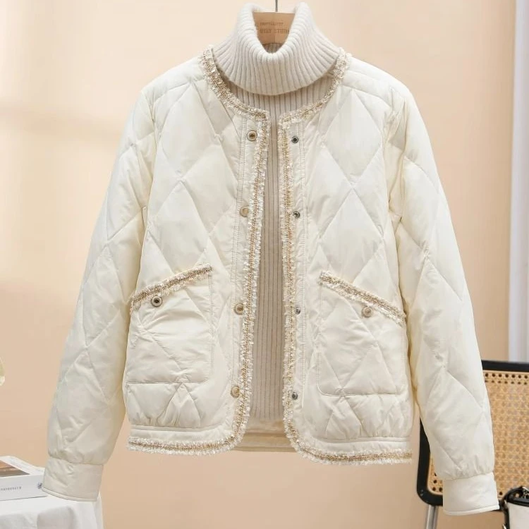 反季小香风轻薄羽绒服女短款薄款2023年新款韩版洋气白鸭绒秋冬季