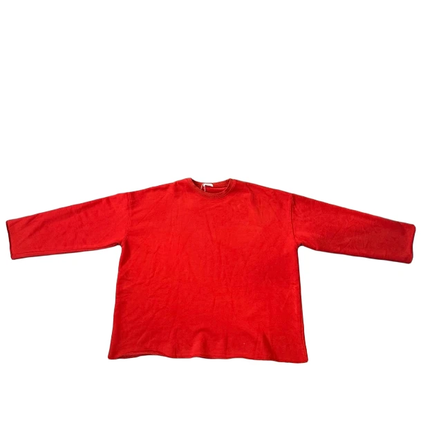 韩版新款正红色圆领加绒卫衣休闲洋气时尚宽松