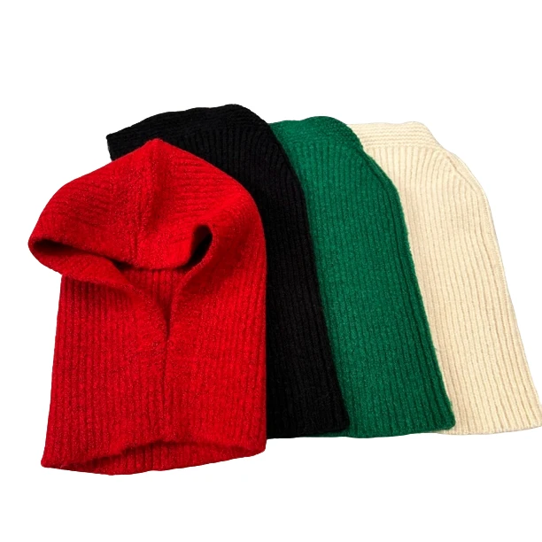 韩国新款帽子高级感ins风保暖毛线帽连帽围脖洋气时尚