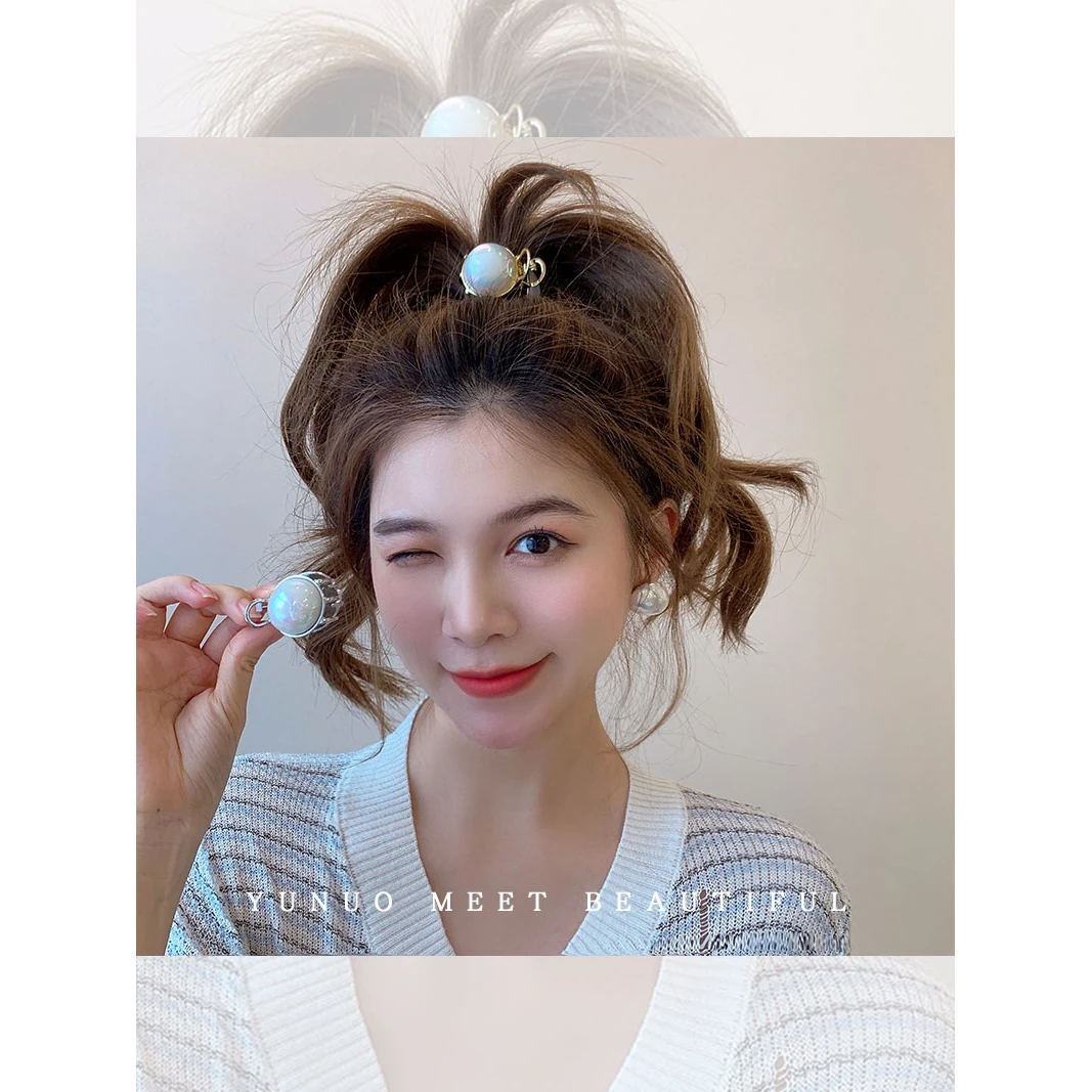 韩版简约贝珠发夹小号后脑勺抓夹高马尾固定神器高级感夹子头饰女