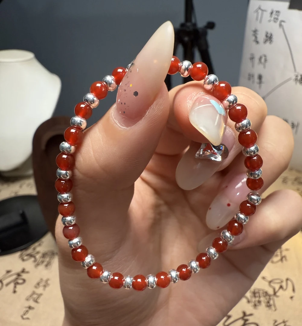 足银手链 纯银珠子编织DIY满串手链