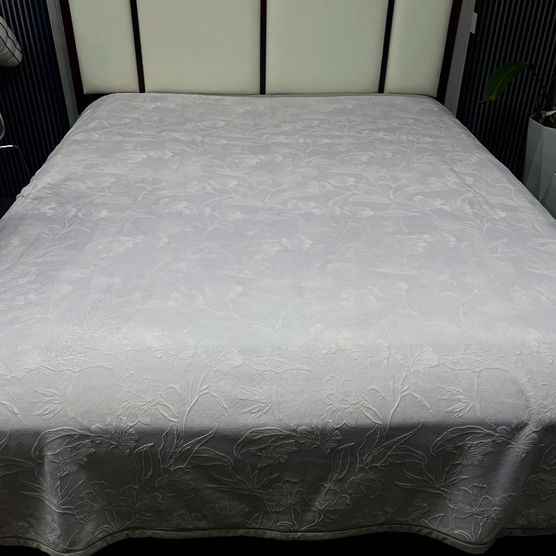 安睡宝 双层加厚牛奶绒剪花毯-紫色