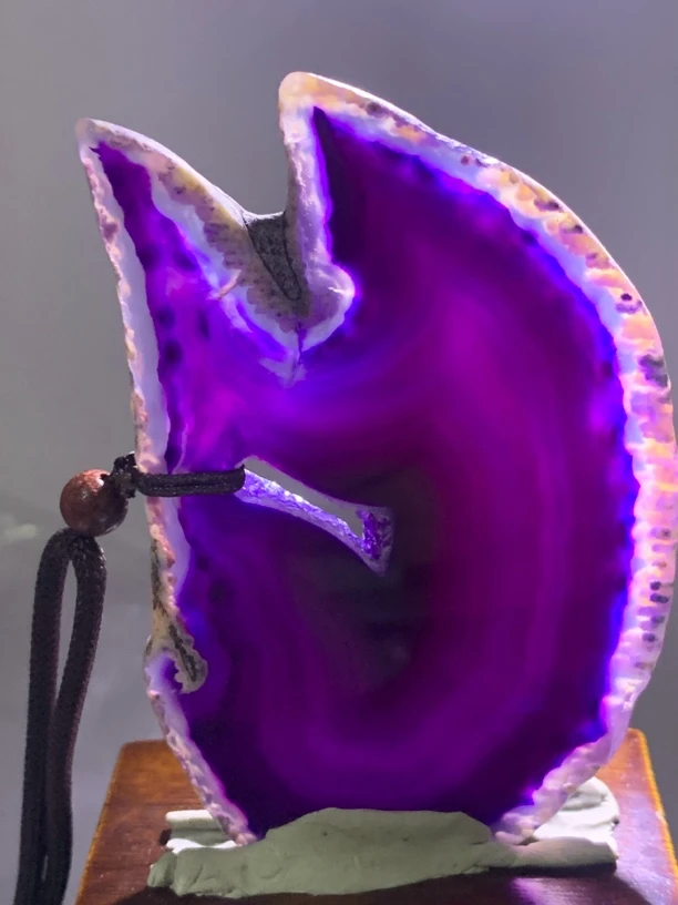 天然巴西玛瑙原石切片紫色正品珠宝1712尺寸83/55/5mm