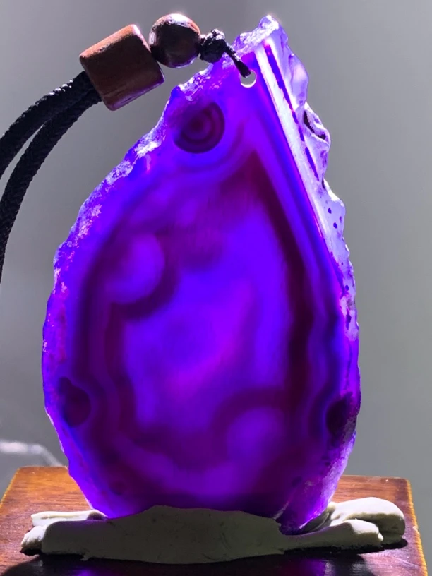 天然巴西玛瑙原石切片紫色正品珠宝1751尺寸75/42/5mm