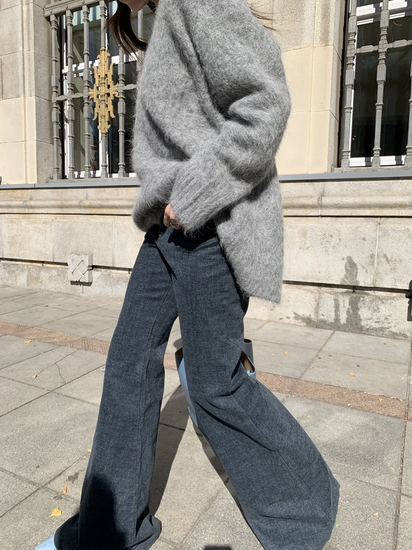 MINJA显瘦显高时尚秋冬微喇百搭高腰微喇叭牛仔裤2386125