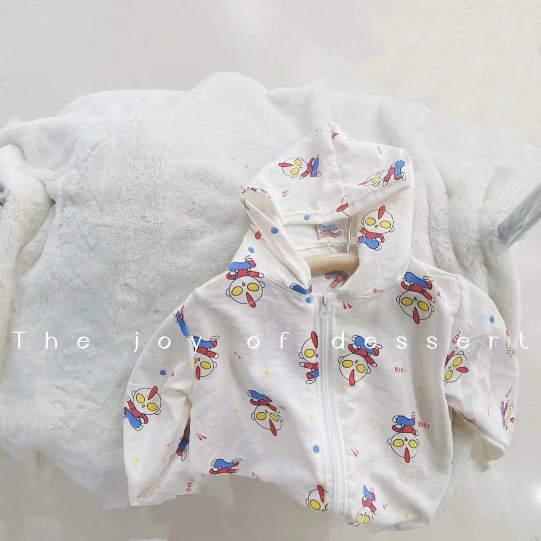儿童夏季时尚云朵棉新款2024宝宝连帽印花防晒衣【直播用】儿童节