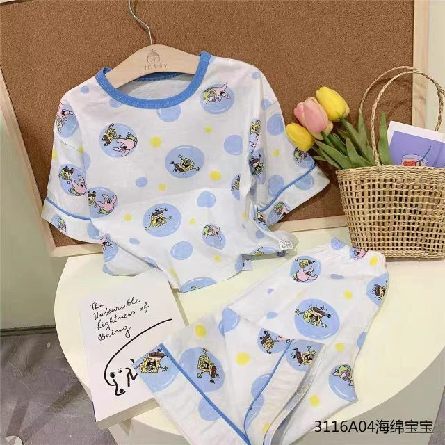 夏季儿童短袖居家服套装家居服透气纯棉春夏睡衣儿童款睡衣印花