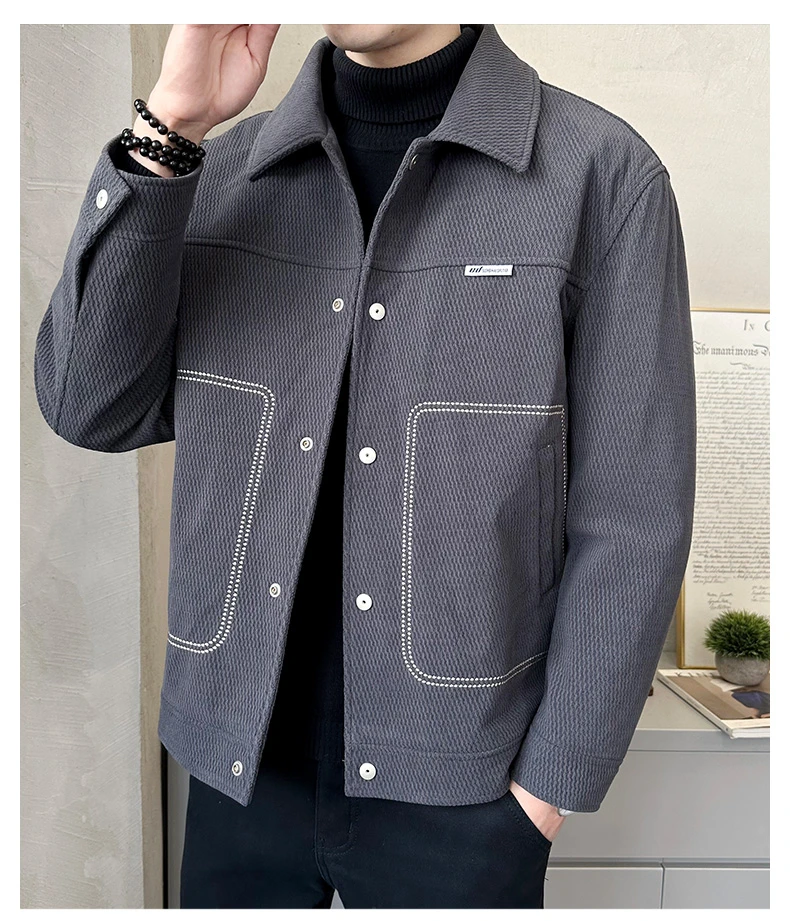 B60冬季新款2024毛呢休闲百搭羽㭜服外套青年帅气加厚男装夹克