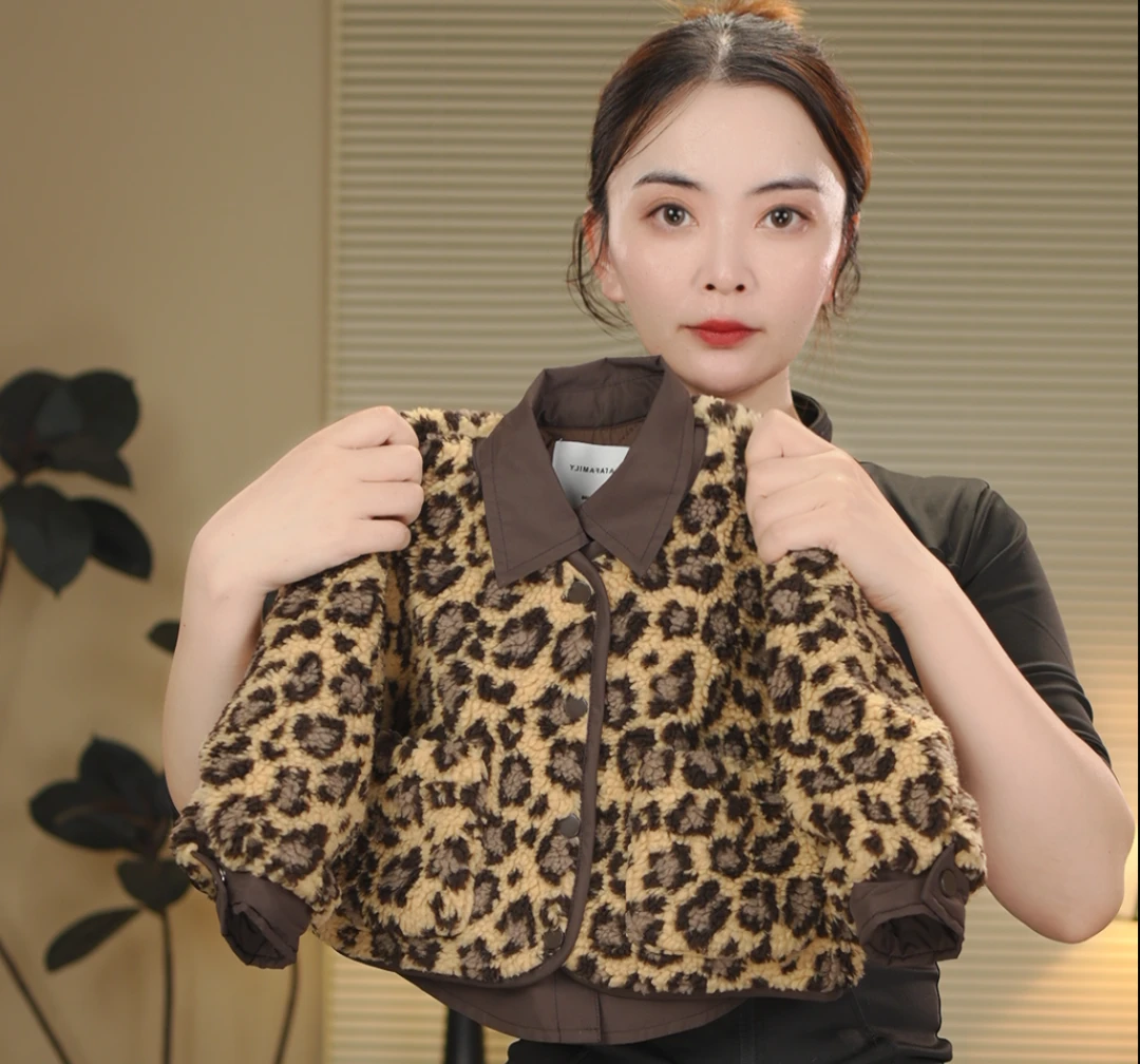 现货【豹纹】2025春秋季新品潮流加厚男童女童儿童棉服外套28921