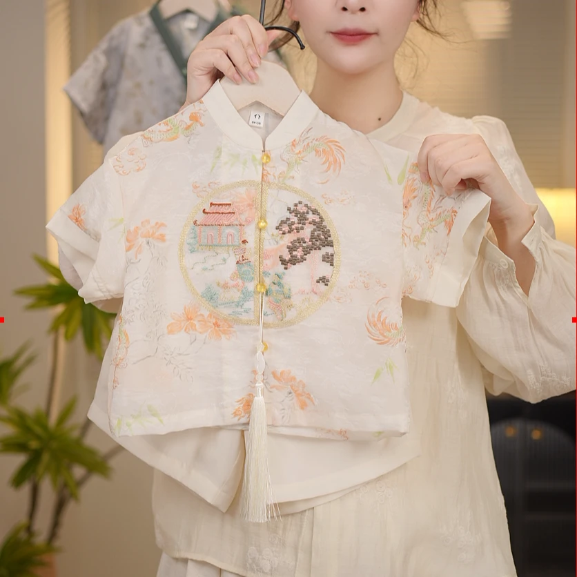 【现货】2025夏季新款男童女童新中式国风古风时尚童套装18536