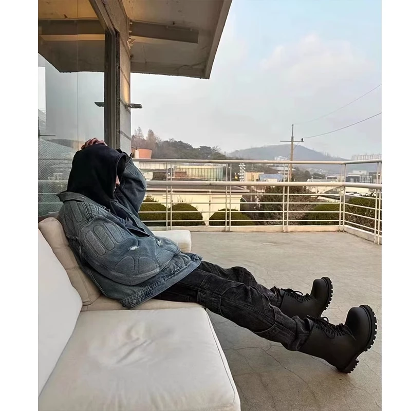 KONOOT侃爷同款盔甲充填水洗做旧潮牌外套男女美式设计感开衫夹克