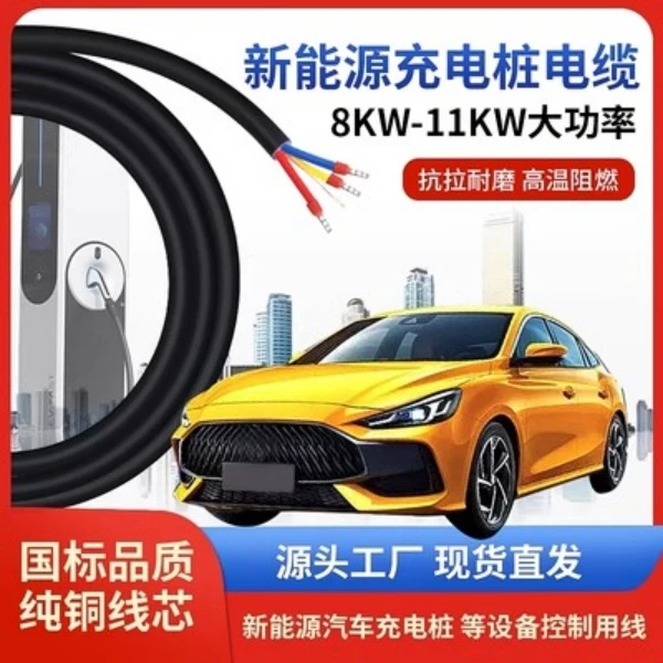 新能源电动汽车充电桩专用延长线3芯6/10平方国标纯铜芯RVV电缆线