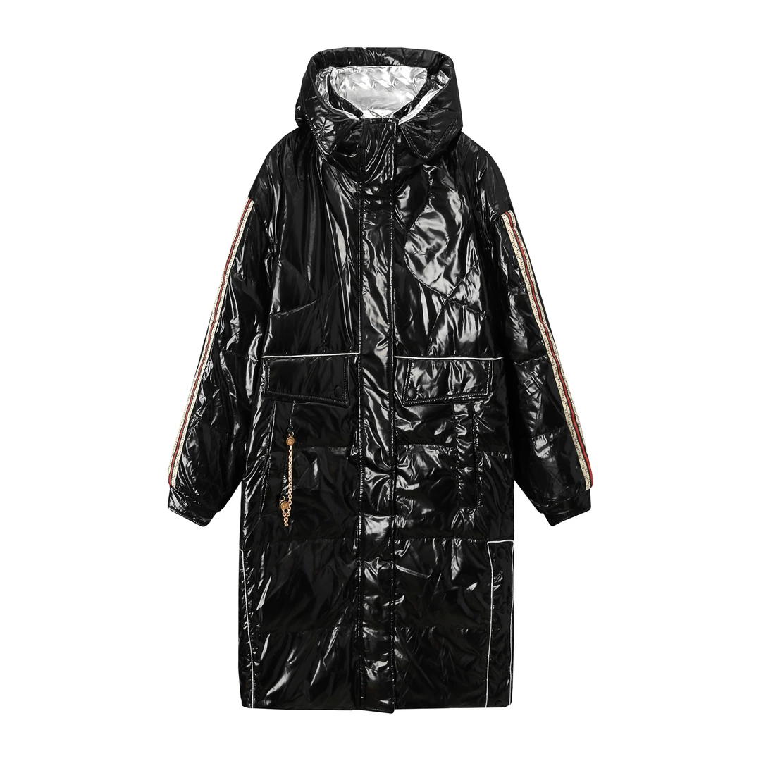 A003  长款黑色连帽羽绒服 1011000D24Y0063