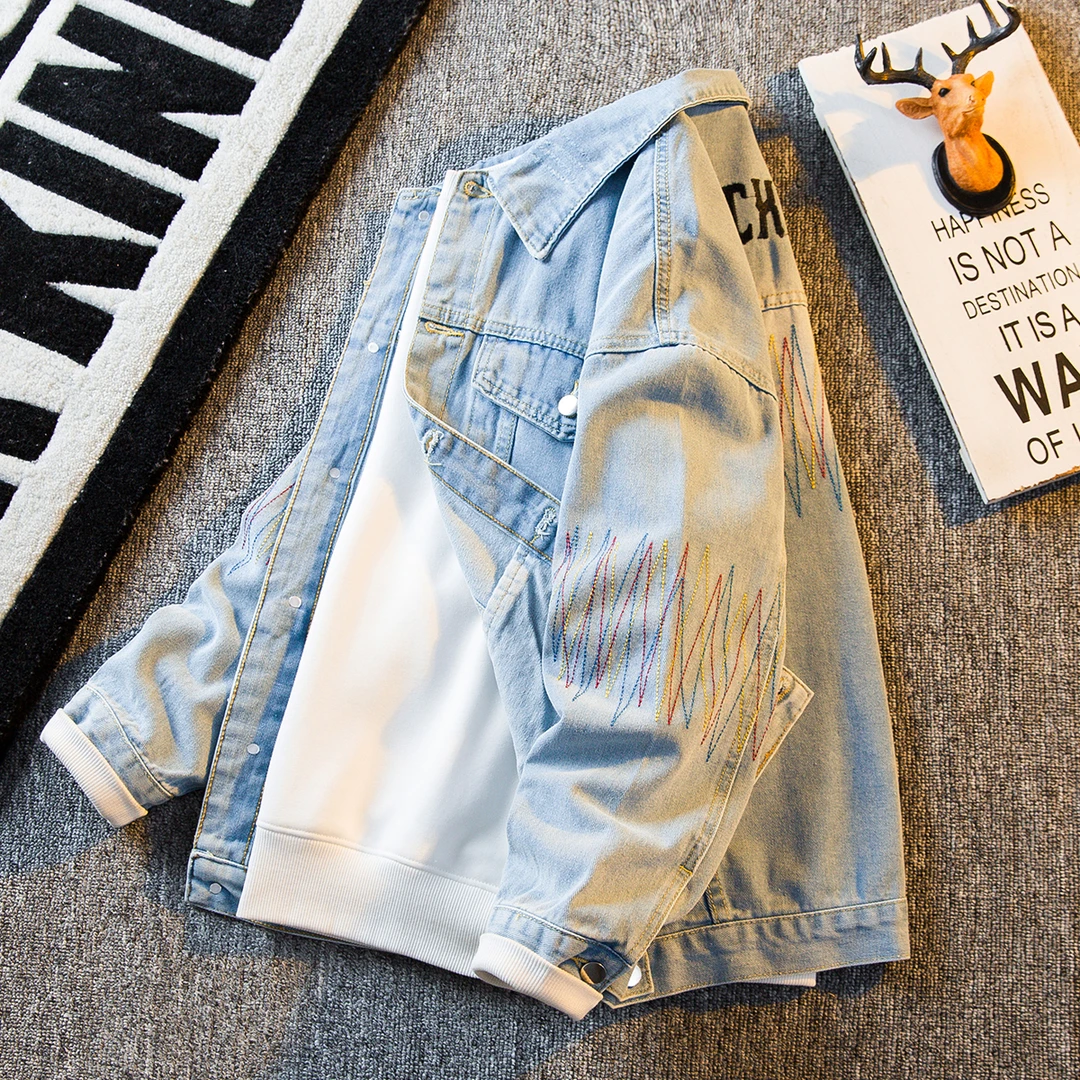 2024新款牛仔外套男美式潮牌痞帅潮男高级感宽松百搭复古春秋夹克