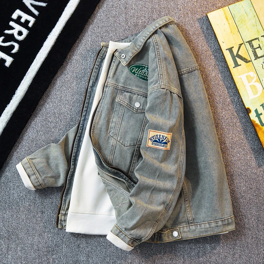 男士牛仔外套春秋款潮流宽松高级感痞帅炸街美式潮牌休闲机车夹克