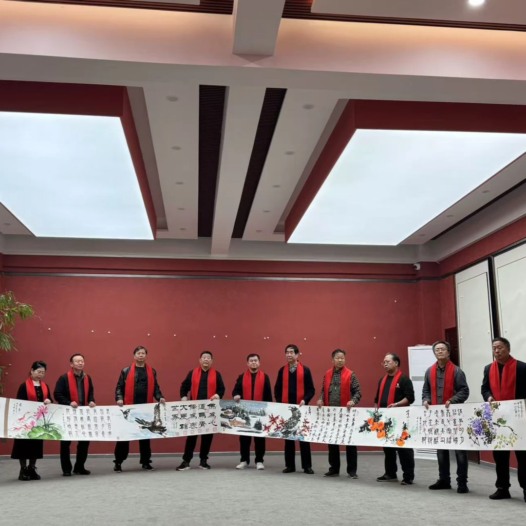 【店】12位书画家共创10米红木册页装裱书法国画绘手写手绘字画书画