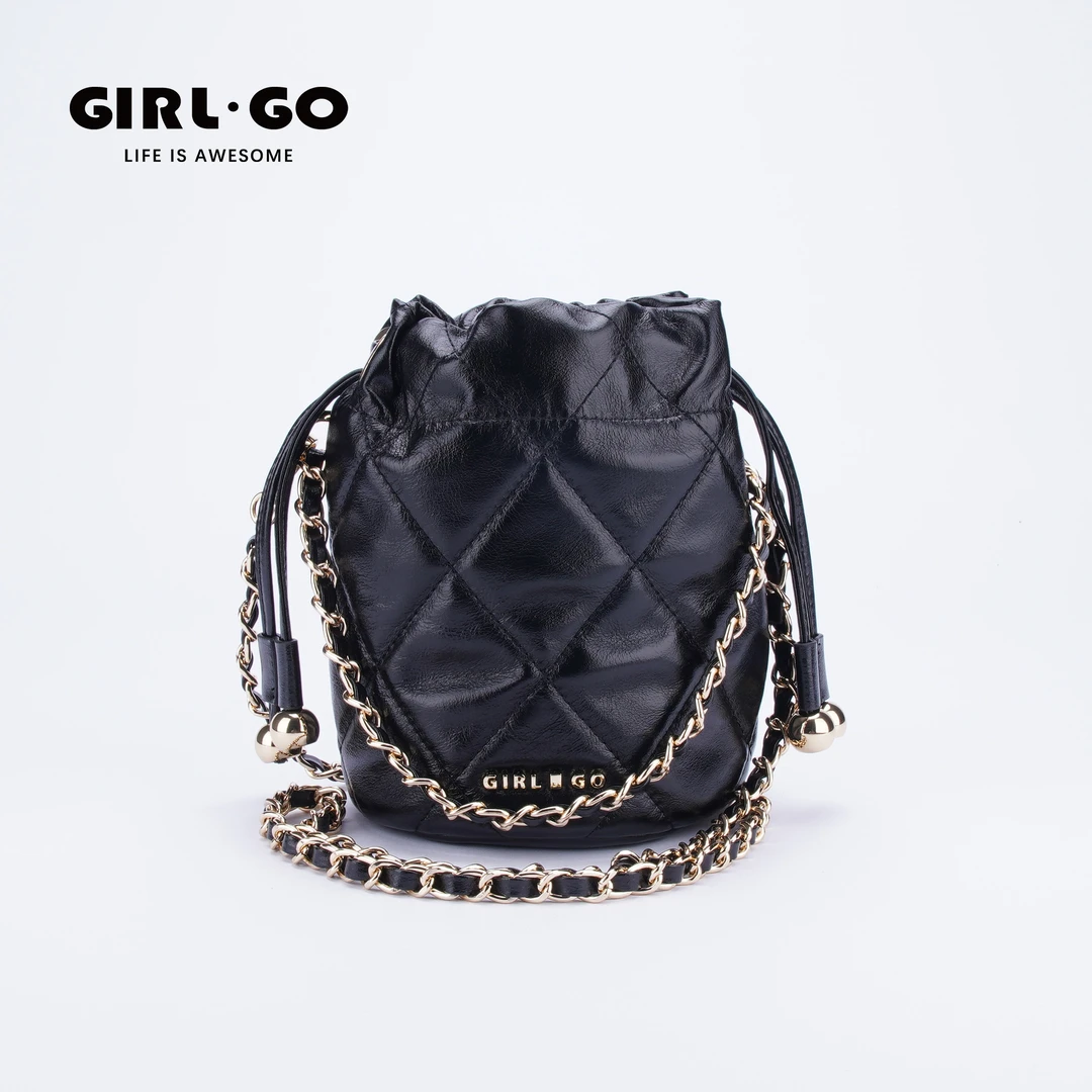 girl.go流浪水桶包菱格小香风轻奢手工