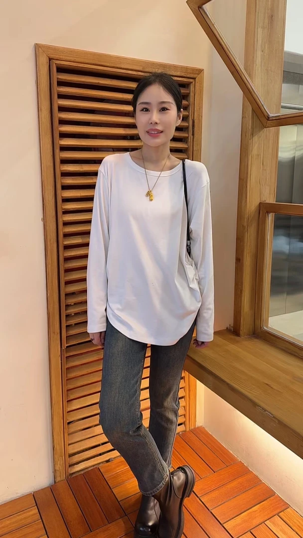 Miss huo 小蛮腰打底衫  A白色 028