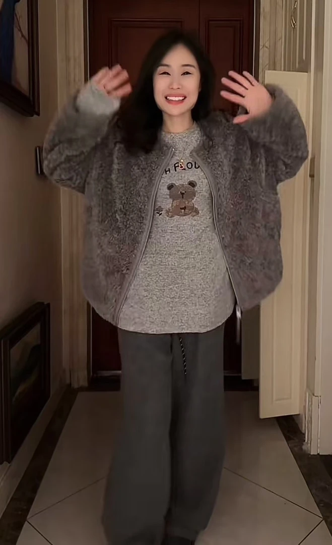 Miss Huo 年度羊毛加绒直筒裤 B 灰色  5990