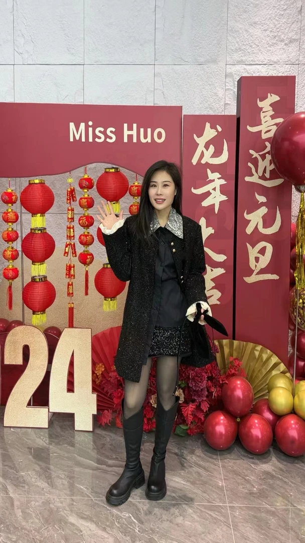 霍梦雪 卡扣长筒靴 C 黑色 809