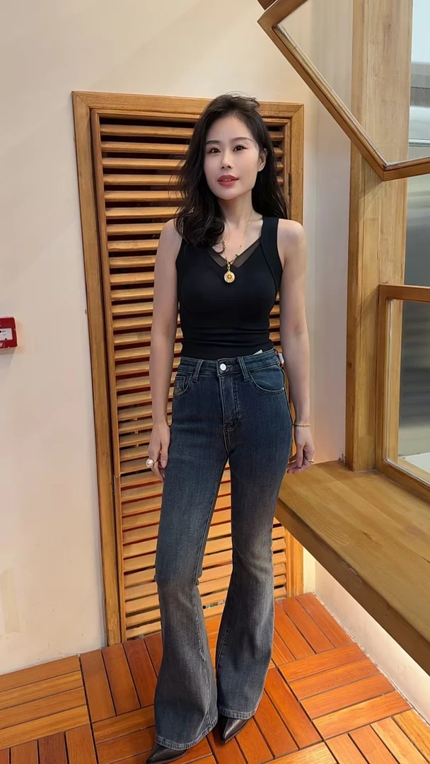 Miss Huo 后兜刺绣加厚绒腿精裤 A  66822