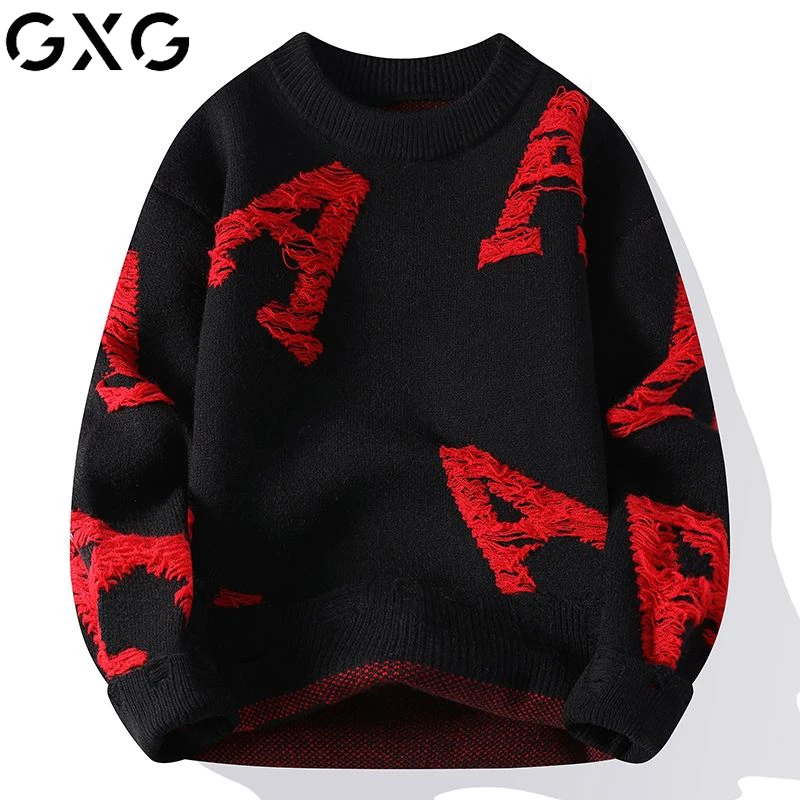 GXG针织圆领毛衣保暖男女同款时尚休闲潮流情侣爆款打底衫长袖