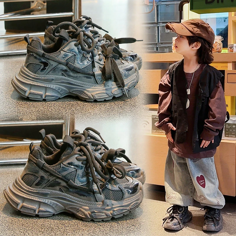 【复古擦色脏脏运动鞋】秋季新款男童女童百搭休闲鞋老爹鞋-DD02