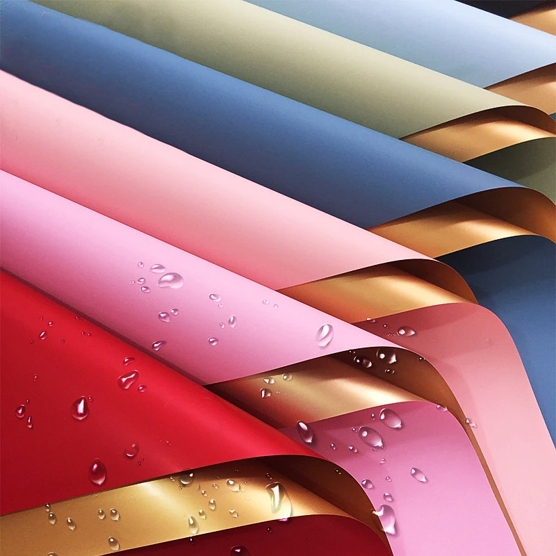 雪北香南鎏金欧雅纸双色鲜花包装纸花店留金纸开业花篮加厚流金纸