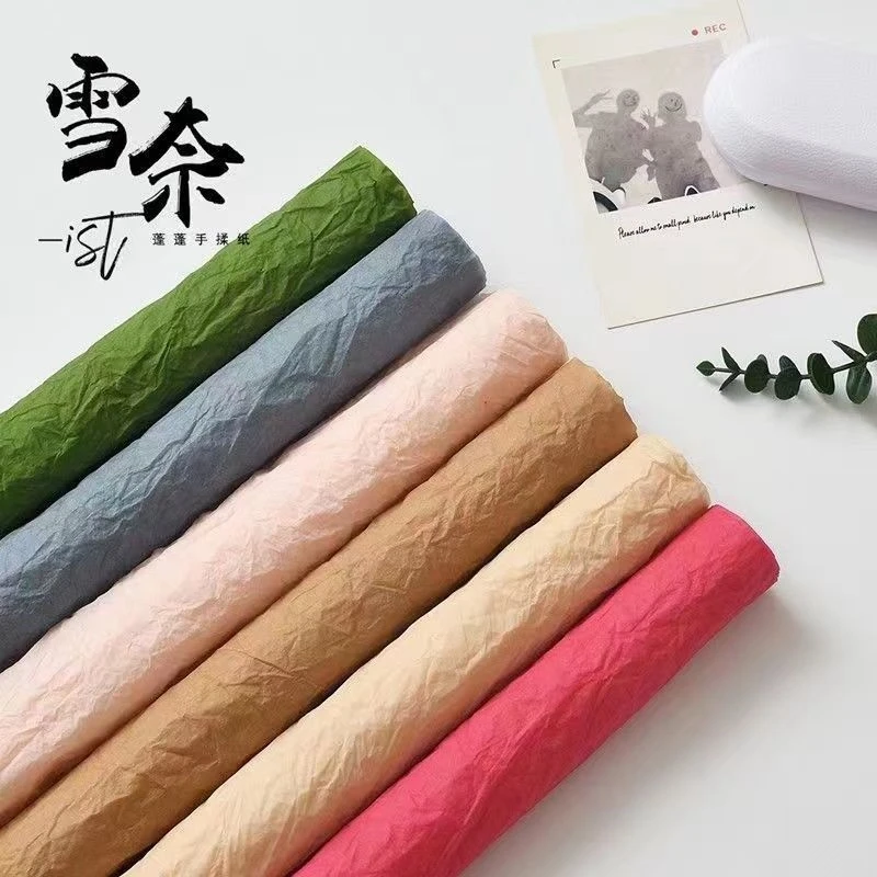 雪北香南雪奈纸花束包装纸蓬蓬手揉纸褶皱肌理纸花店鲜花包花纸