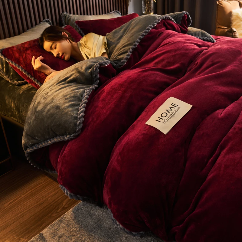加绒加厚牛奶绒单被套秋冬床上用品学生宿舍单件被罩150*200*230