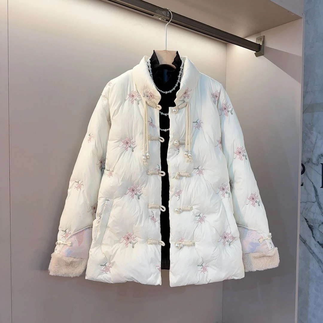 胖妹妹立领流苏盘扣国风棉服外套大码女装冬季款时尚保暖显瘦上衣