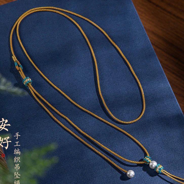 非金属布艺吊坠 平安锁项链吊坠绳挂件绳锁骨链编织纯古风项链绳