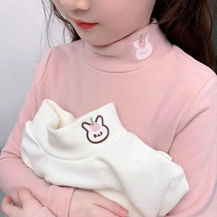 女童打底衫加厚双面绒半高领宝宝长袖T恤洋气中大童内搭保暖上衣