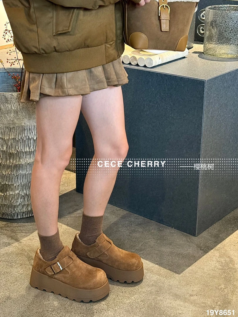 小个子增高厚底勃肯鞋女加绒大头丑萌乐福鞋