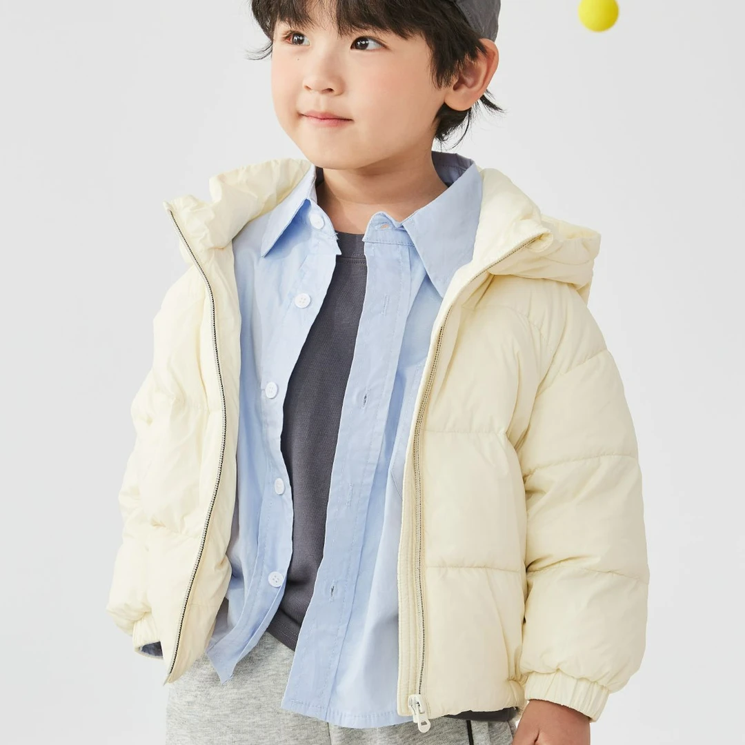 语写新款男女儿童羽绒泡泡服短款保暖小童冬季连帽洋气