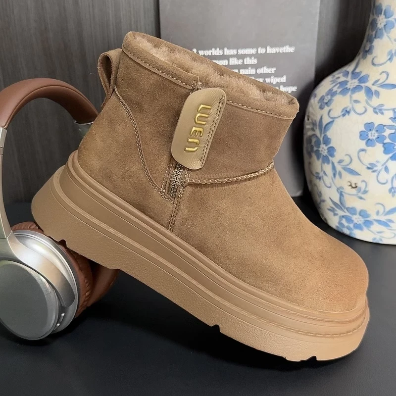 雪地靴棉鞋2024冬季新款保暖加绒加厚东北厚底防滑雪地女靴子短靴