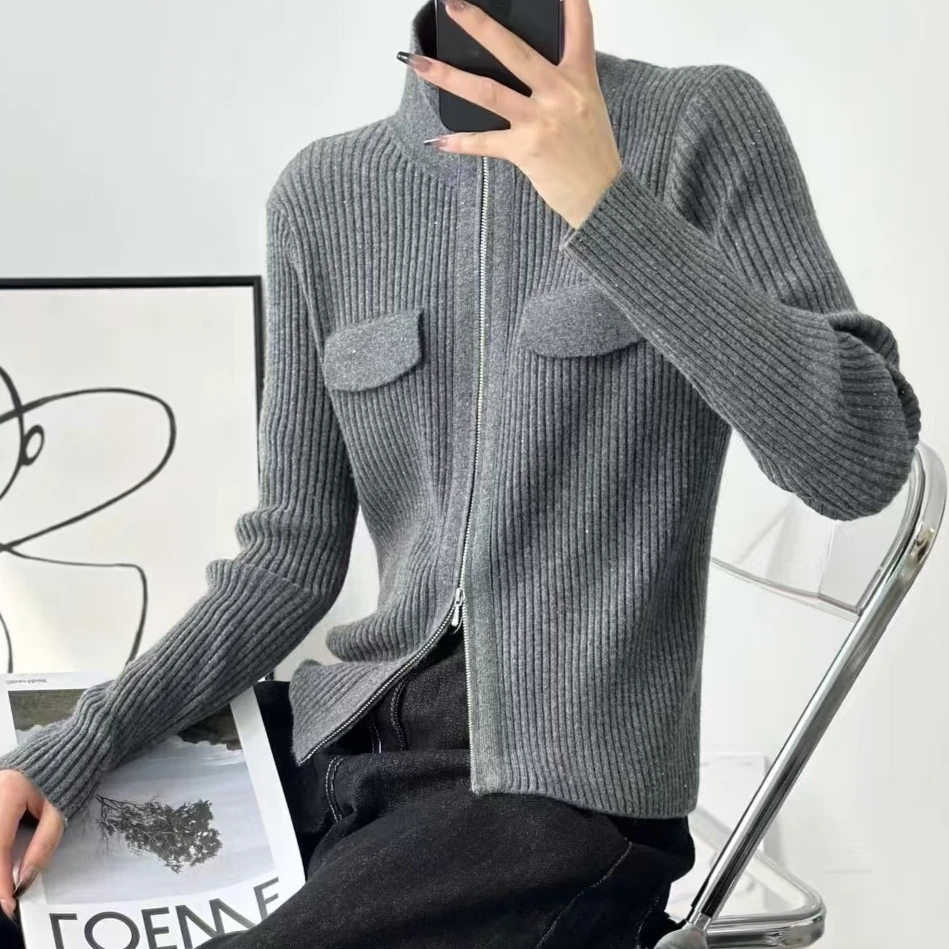 羊毛针织拉链开衫外套83077