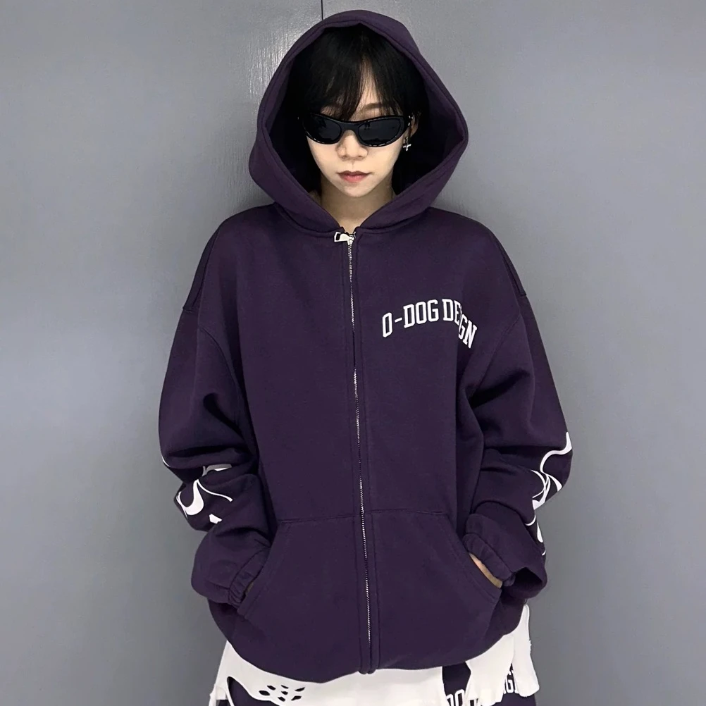 O-DOG 大标开衫卫衣 复古运动简约卫衣印花宽松oversize